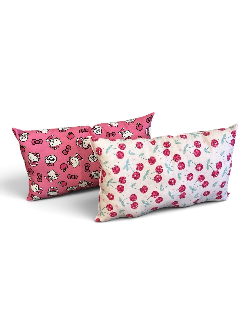 Purse Pillows Hand Crafted Set of 2 Size Large Hello Kitty & Cherries New